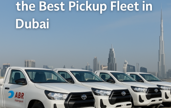 ABR Transport pickup fleet parked in Dubai for rental use