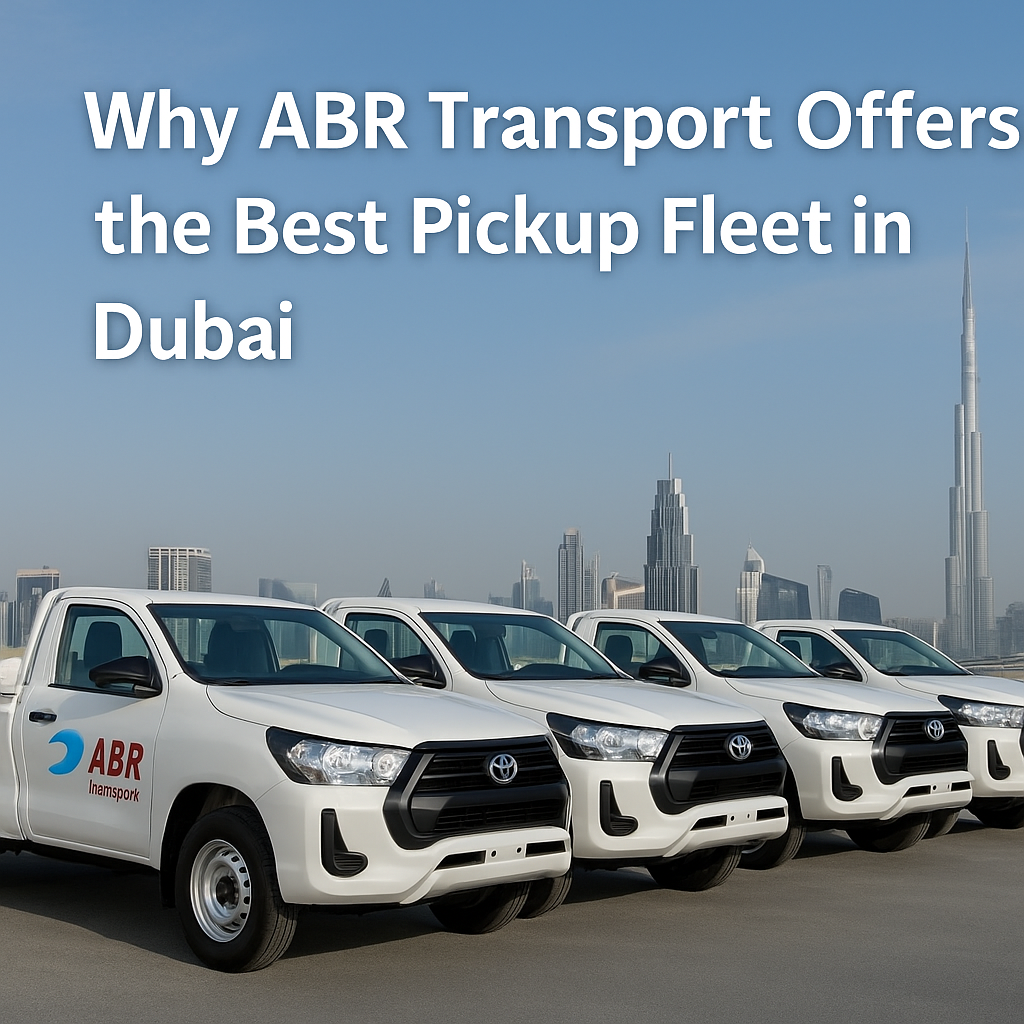  ABR Transport pickup fleet parked in Dubai for rental use