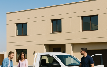 ABR Transport pickup truck with professional driver assisting a family with house moving in Dubai