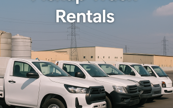 White pickup truck used for rentals in Dubai