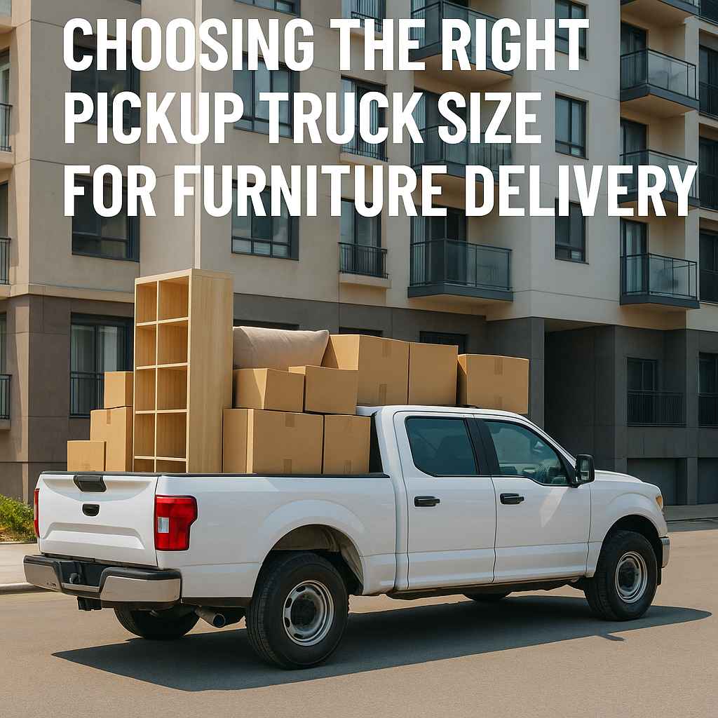  Large pickup truck loaded with furniture boxes in Dubai