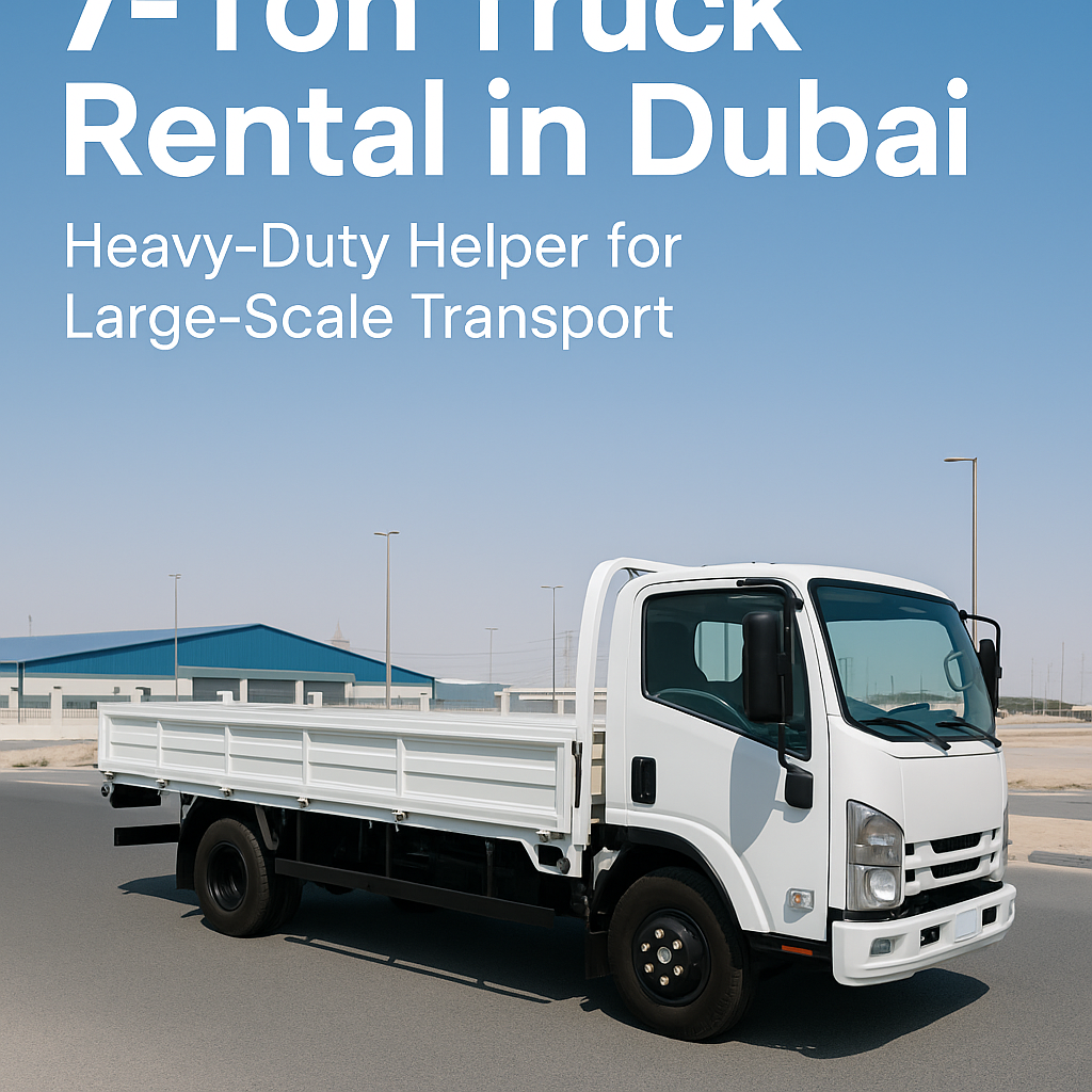  White 7-ton pickup truck used for industrial transport in Dubai